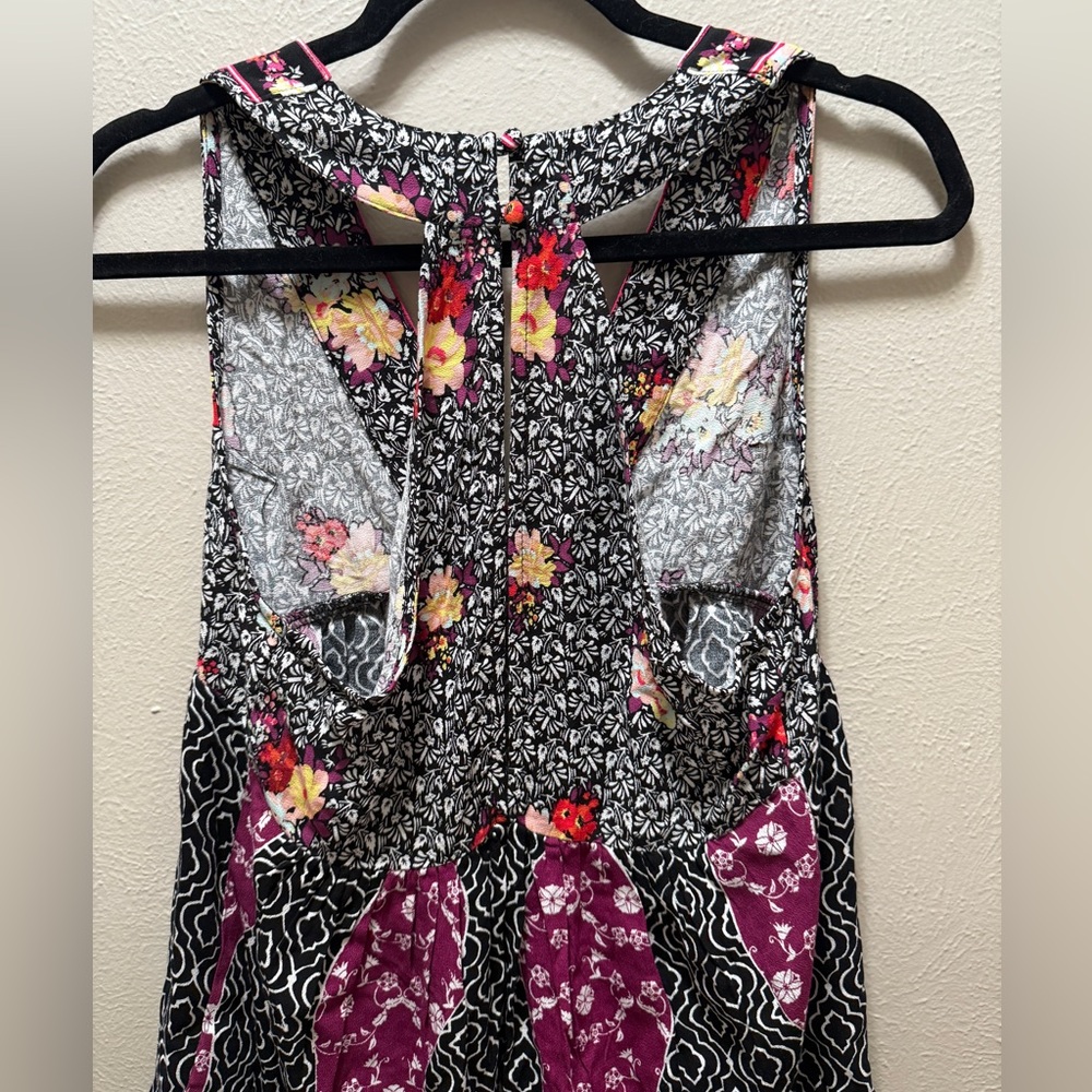 Free People Dream Darlin Top Floral Paisley Geometric Keyhole Blouse Boho Tank - Picture 6 of 9
